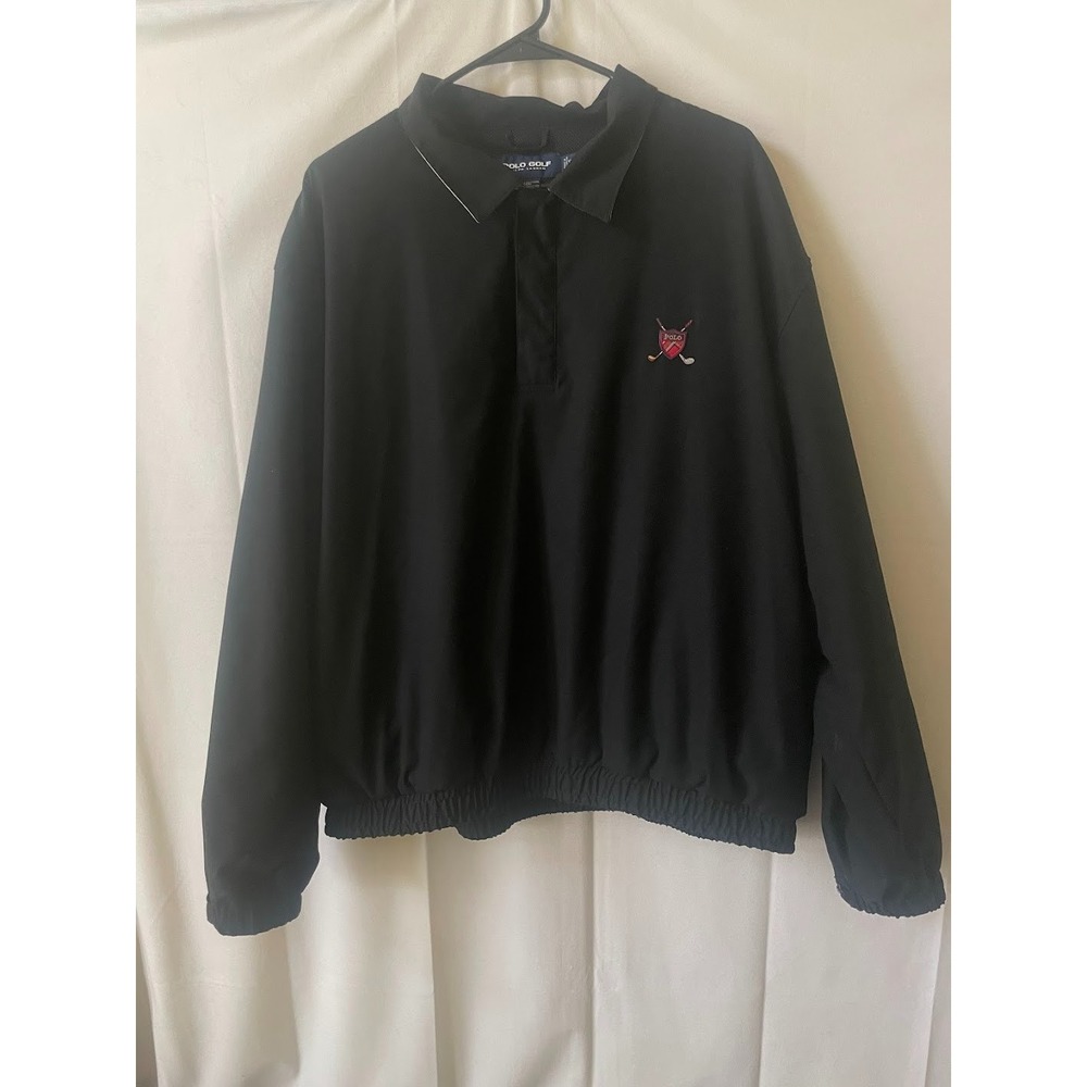 Polo Ralph Lauren Golf Men's‎ Vintage Snap Pullover Black Crest Logo Size XL